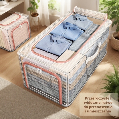 Przezroczysty pojemnik na ubrania z siatki PVC