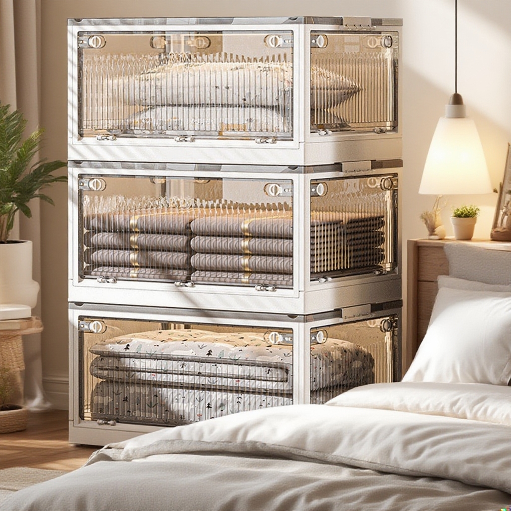 Składany plastikowy schowek na garderobę i kołdrę