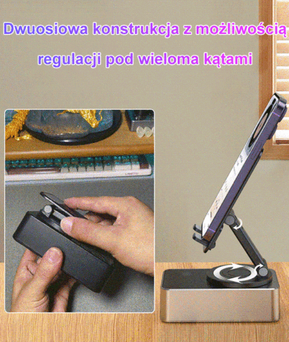 【14 dni testu + 10 lat gwarancji】Nowoczesna ładowarka Bluetooth z głośnikiem i uchwytem do telefonu.⚡ ultraszybka ładowarka, głośnik stereo i obrotowy uchwyt! 📱