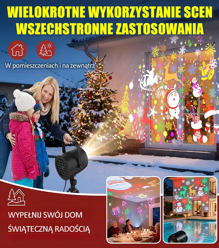 🌟🎅【10 dostępnych wzorów】Projektor świąteczny LED USB, 🌟projektuje bajkowe wzory 🎄❄️ Zero okablowania.