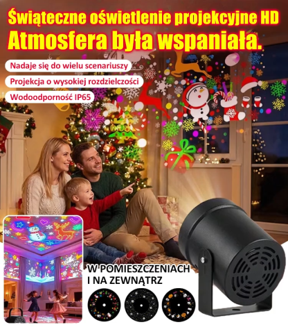 🌟🎅【10 dostępnych wzorów】Projektor świąteczny LED USB, 🌟projektuje bajkowe wzory 🎄❄️ Zero okablowania.