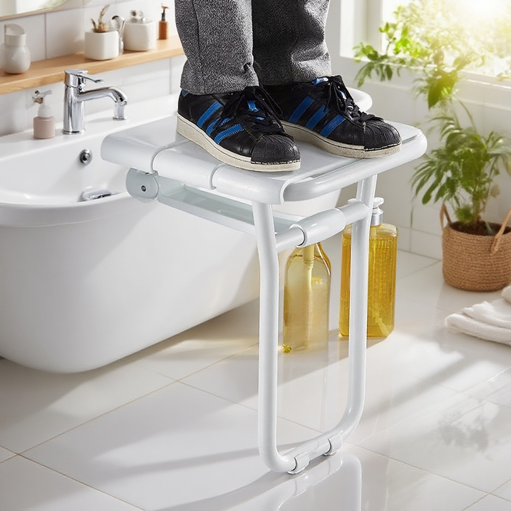 Składane siedzisko łazienkowe z nogami dla seniorów
