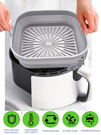 4er-Packung Sicherheits-Antihaft-leicht zu reinigende lebensmittelechte Silikon-Luftfritteusenbackfo