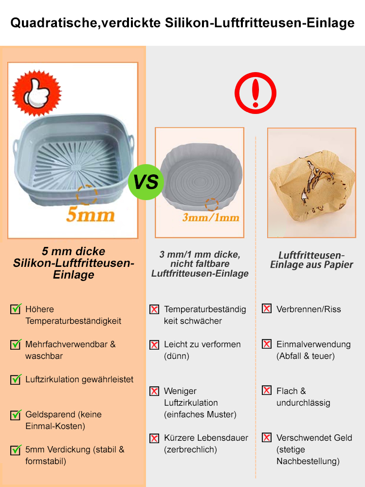4er-Packung Sicherheits-Antihaft-leicht zu reinigende lebensmittelechte Silikon-Luftfritteusenbackfo