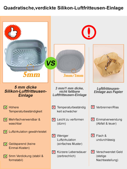 4er-Packung Sicherheits-Antihaft-leicht zu reinigende lebensmittelechte Silikon-Luftfritteusenbackfo
