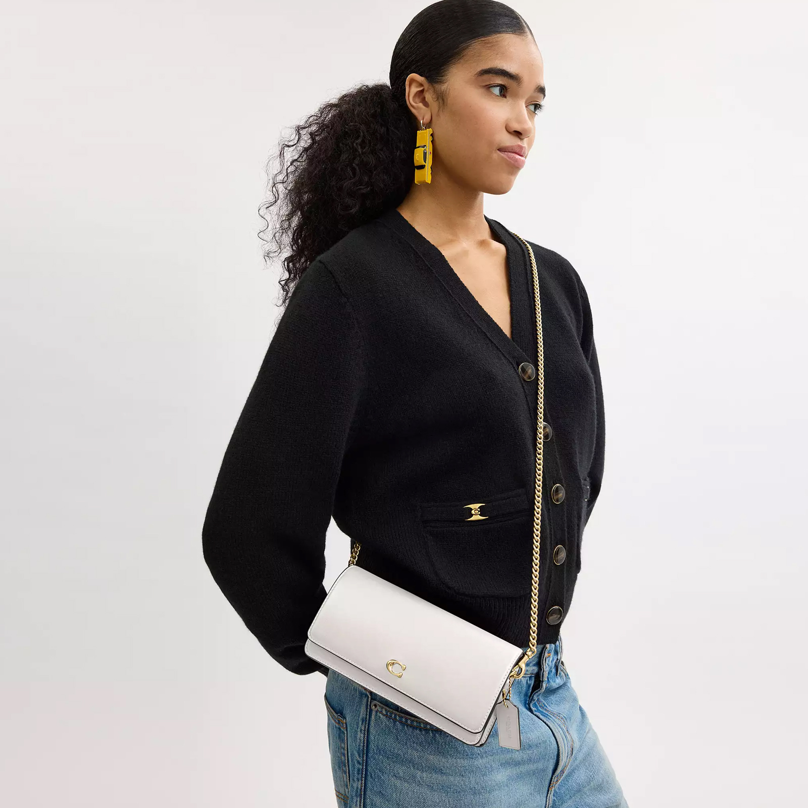 Evie Long Wallet With Chain Brass/Chalk