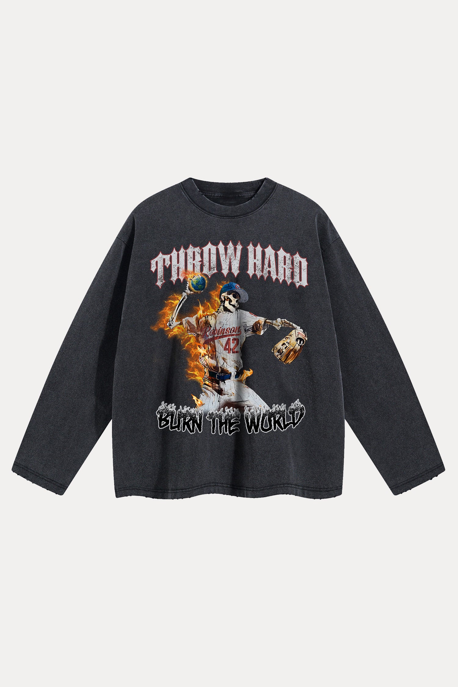 Evilnova Throw Hard Distressed Washed Long Sleeve Tee-Evilnova