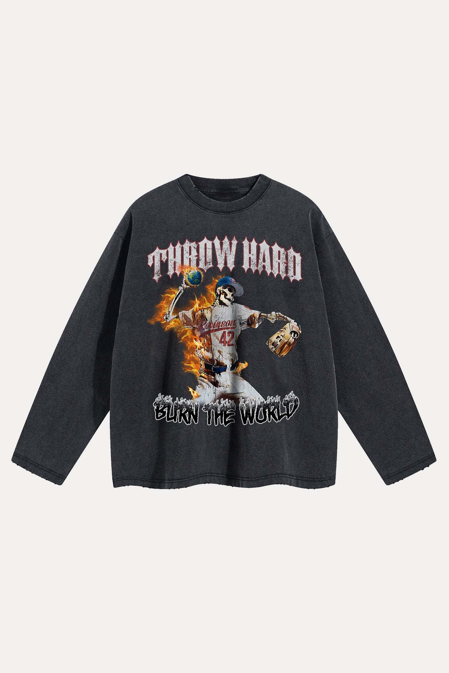 Evilnova Throw Hard Distressed Washed Long Sleeve Tee-Evilnova