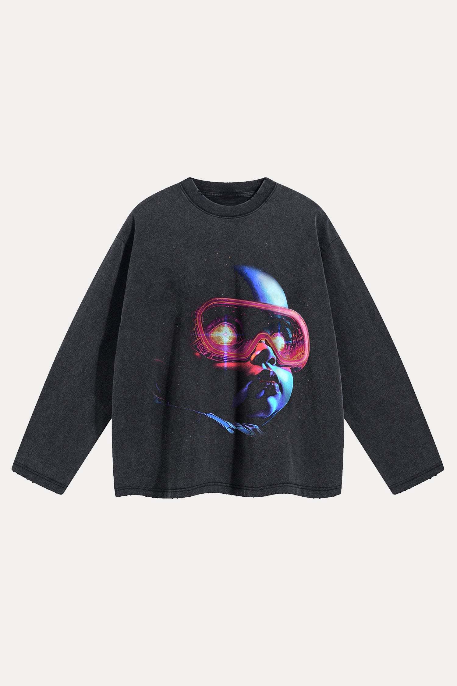 Evilnova Galactic Child Distressed Washed Long Sleeve Tee-Evilnova