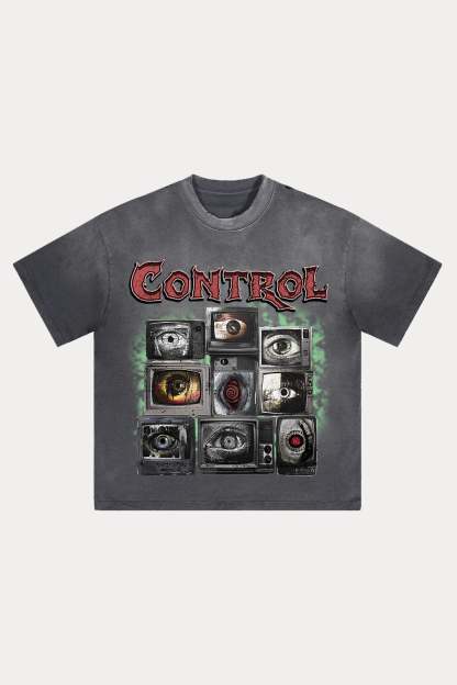 Evilnova Control Distressed Washed T-Shirt-Evilnova