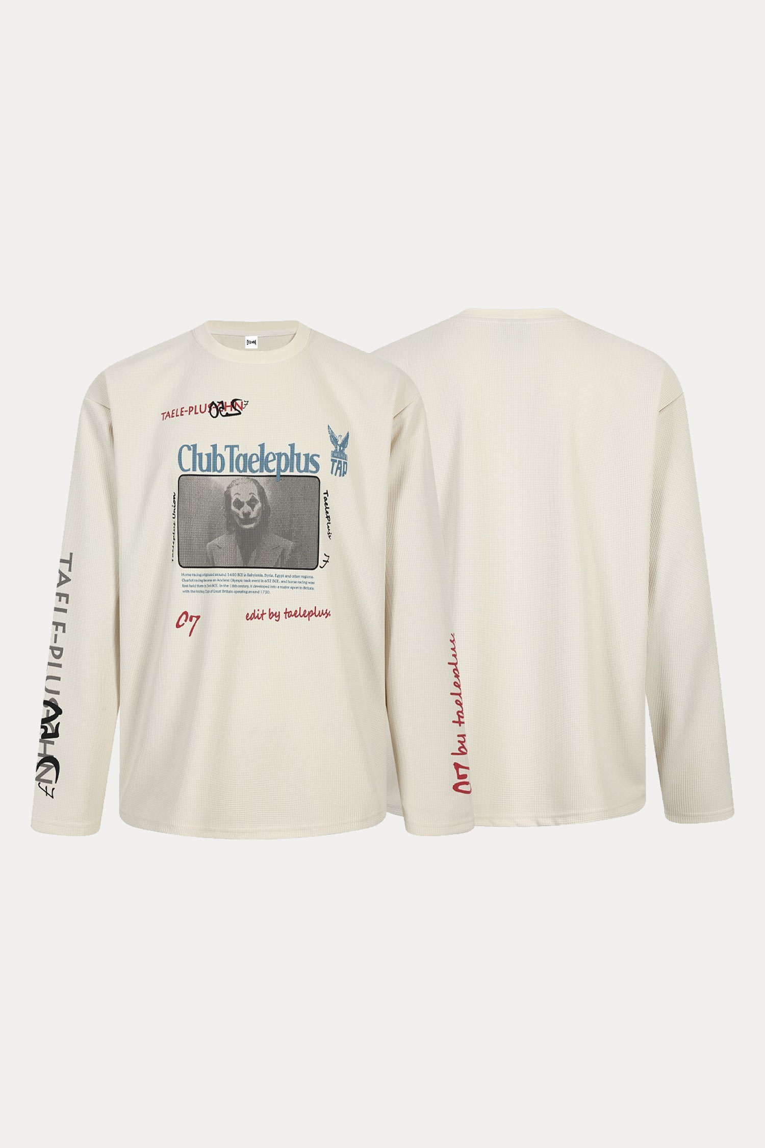 Evilnova Club Taeleplus Waffle Pattern Clown Print Long Sleeve Tee