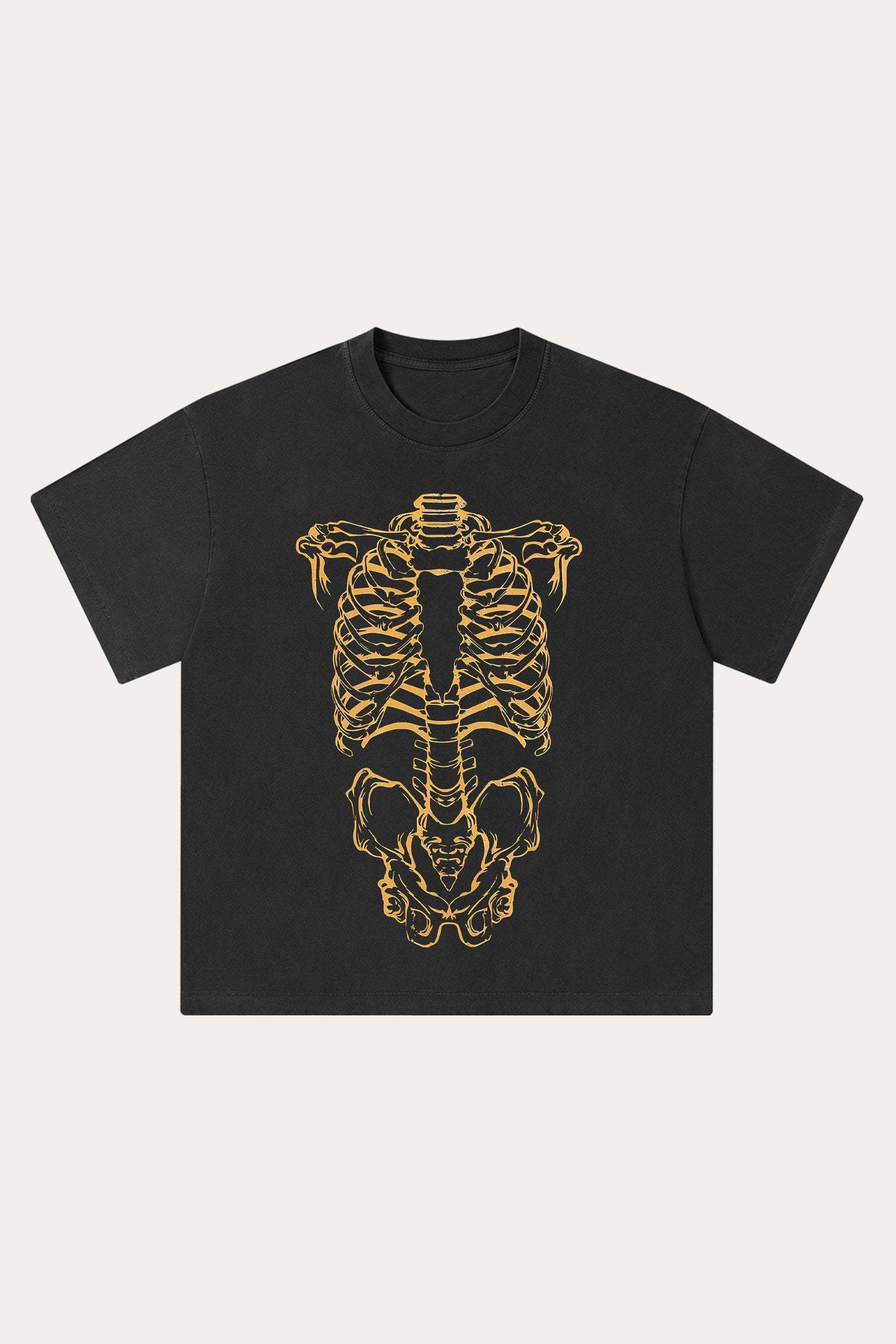Evilnova Human Skeleton Washed Streetwear T-Shirt-Evilnova
