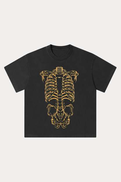 Evilnova Human Skeleton Washed Streetwear T-Shirt-Evilnova