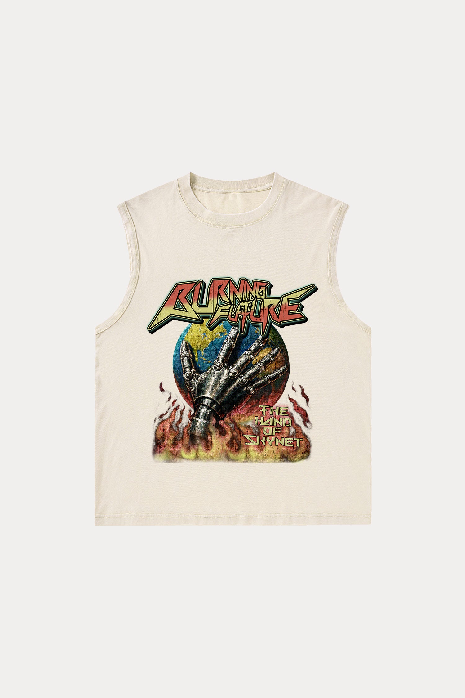 Evilnova Burning Future Washed Tank Top-Evilnova