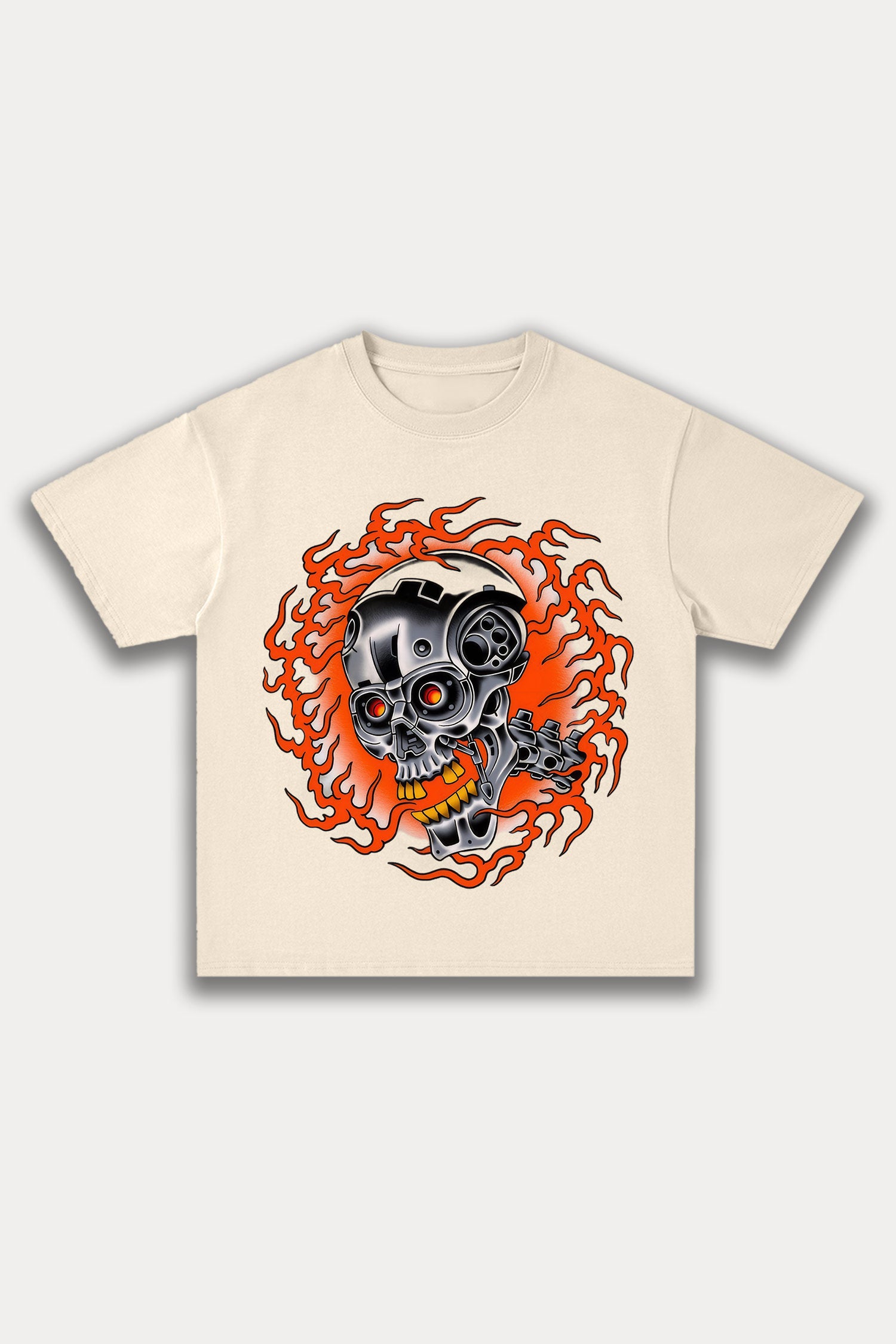 Evilnova Metal Skull Cotton Oversize T-Shirt-Evilnova