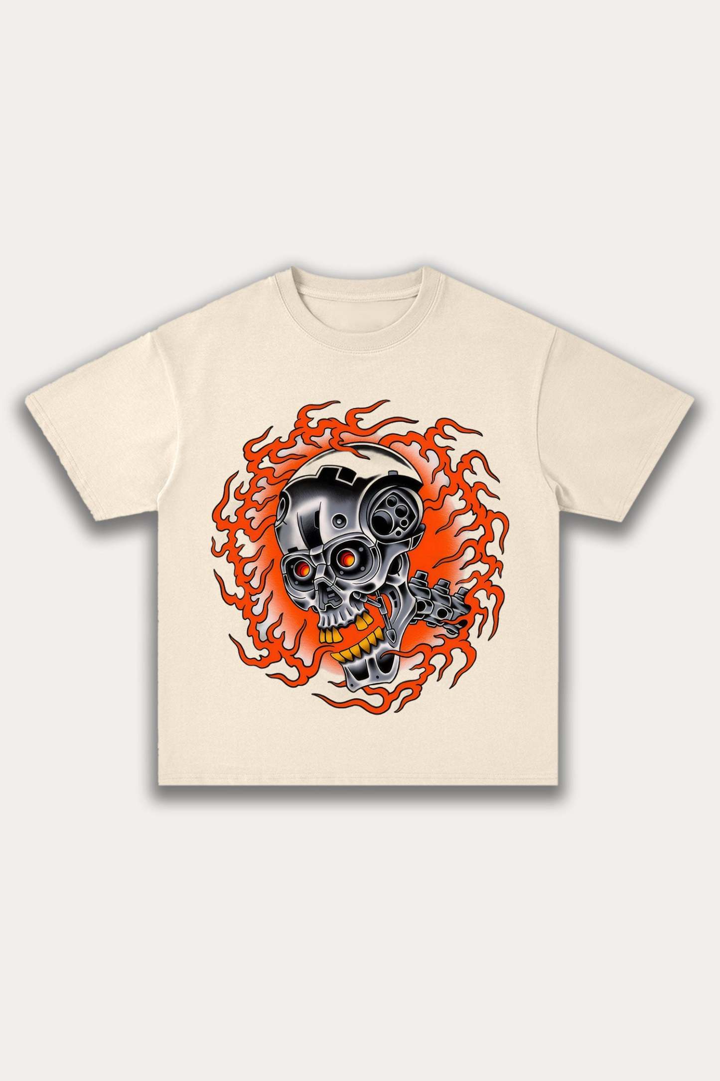 Evilnova Metal Skull Cotton Oversize T-Shirt-Evilnova