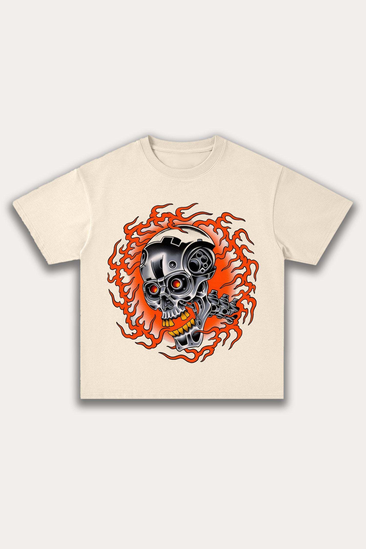 Evilnova Metal Skull Cotton Oversize T-Shirt-Evilnova