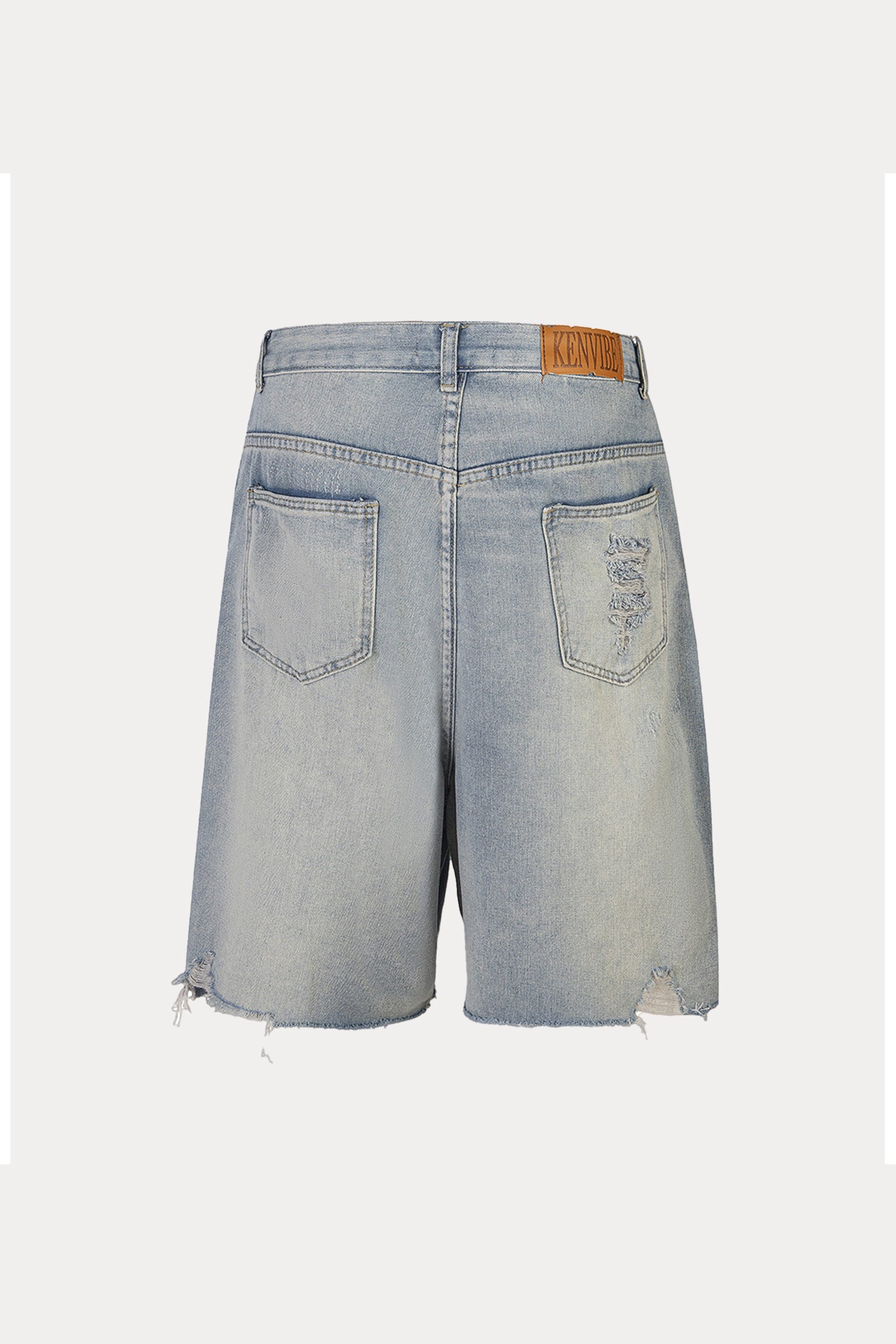 Evilnova Raw Washed Distressed Rhinestone Denim Shorts-Evilnova