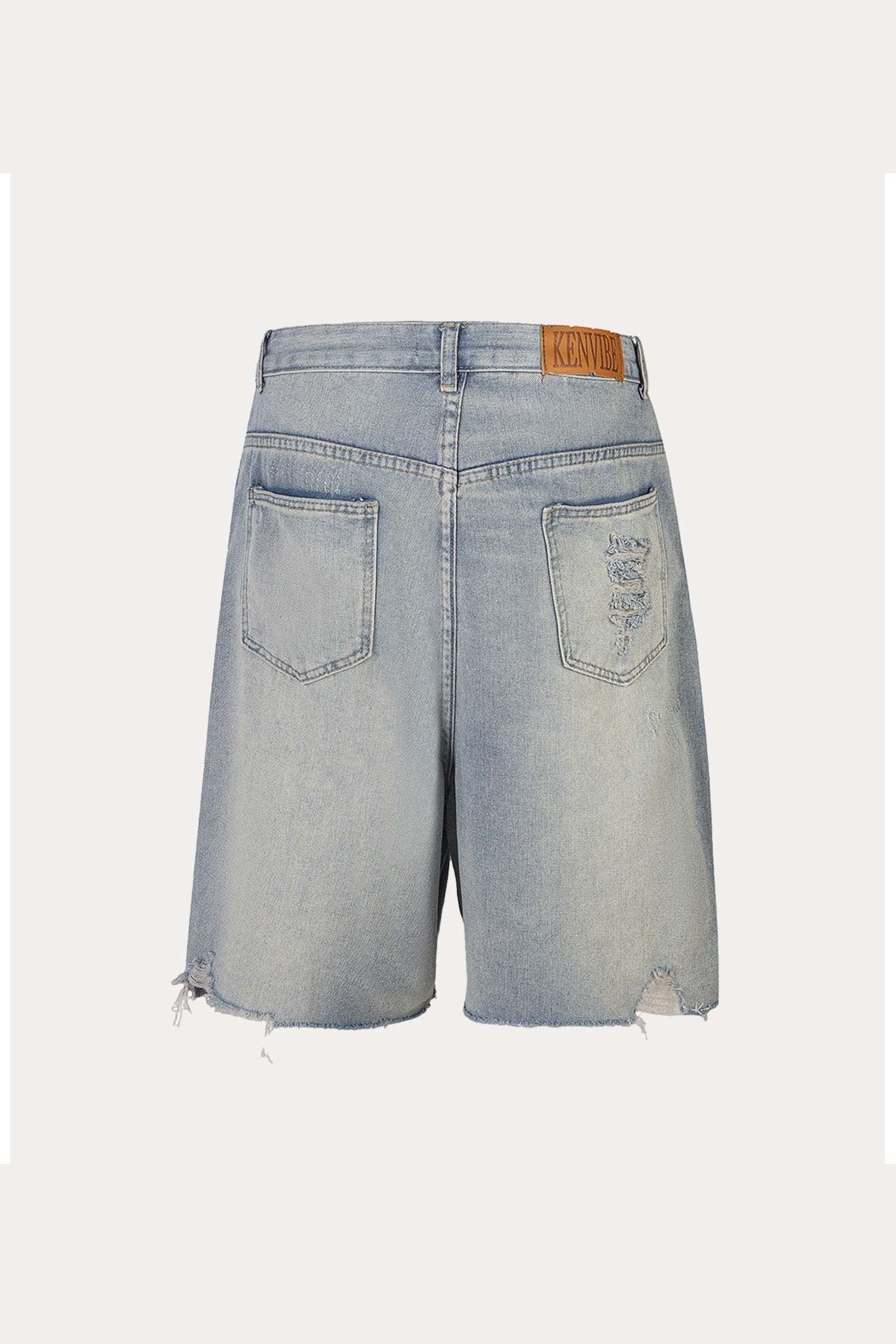 Evilnova Raw Washed Distressed Rhinestone Denim Shorts-Evilnova