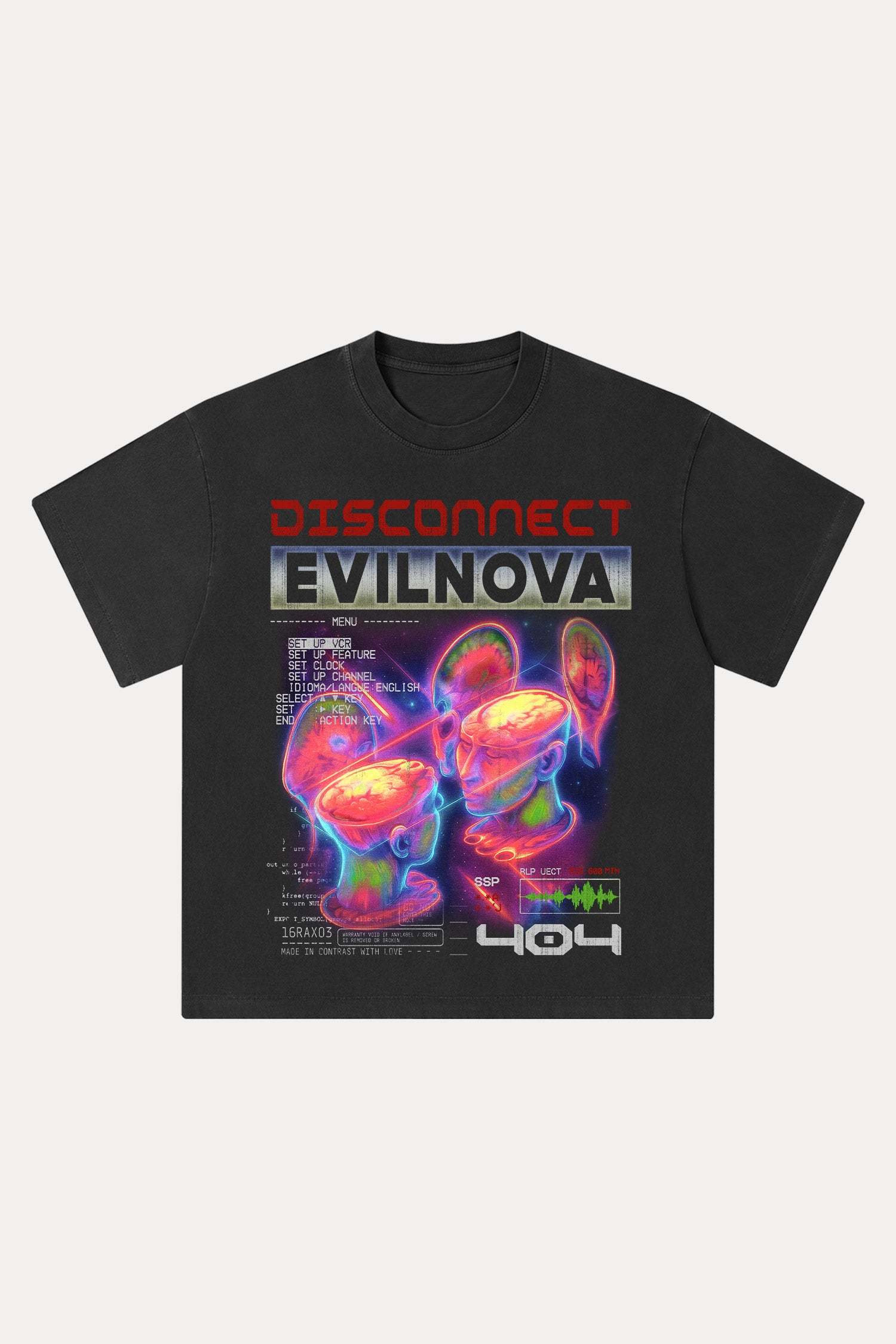 Evilnova Disconnect Washed Streetwear T-Shirt-Evilnova