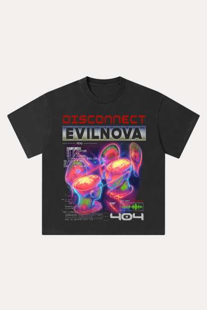 Evilnova Disconnect Washed Streetwear T-Shirt-Evilnova