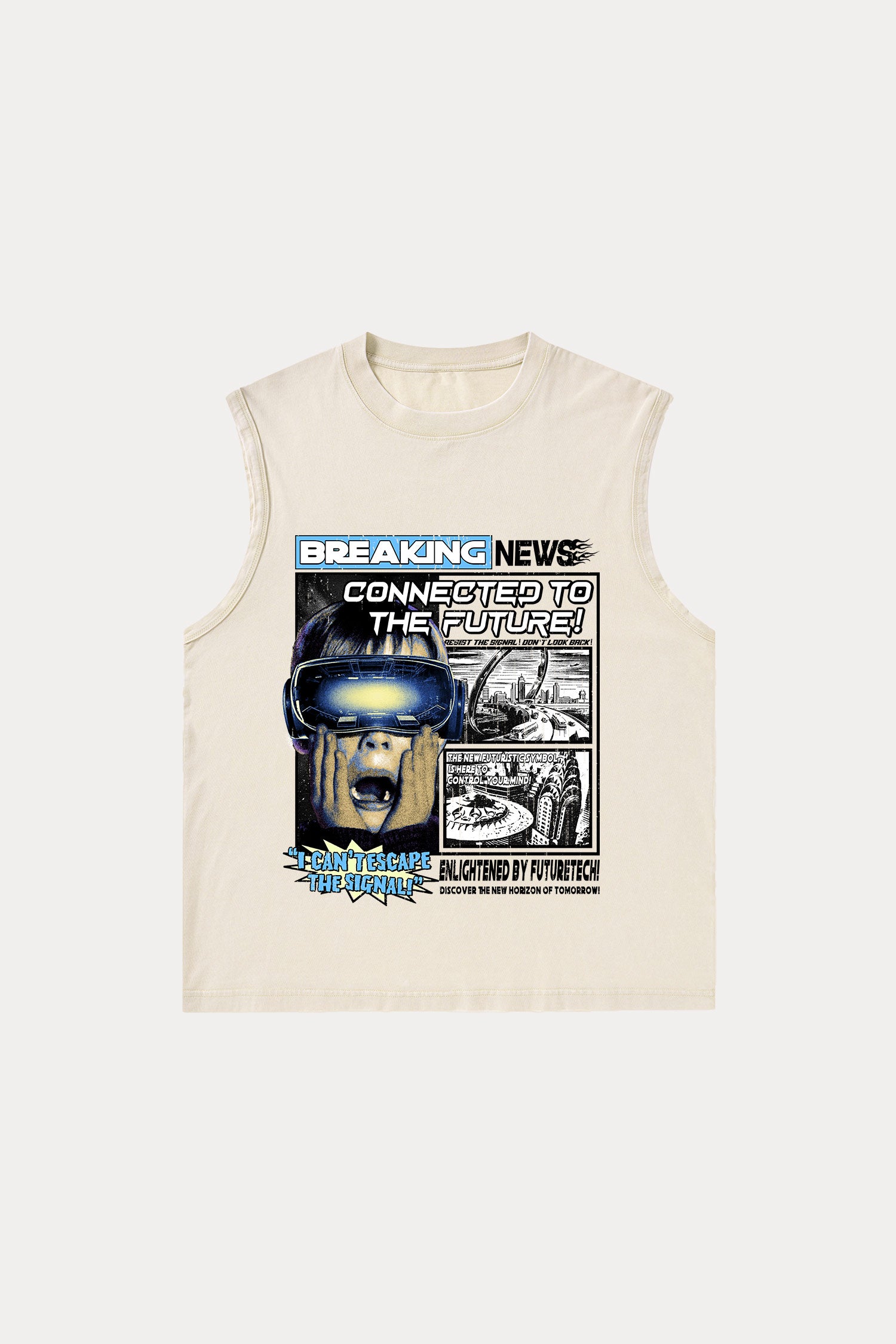 Evilnova Breaking News Washed Tank Top-Evilnova