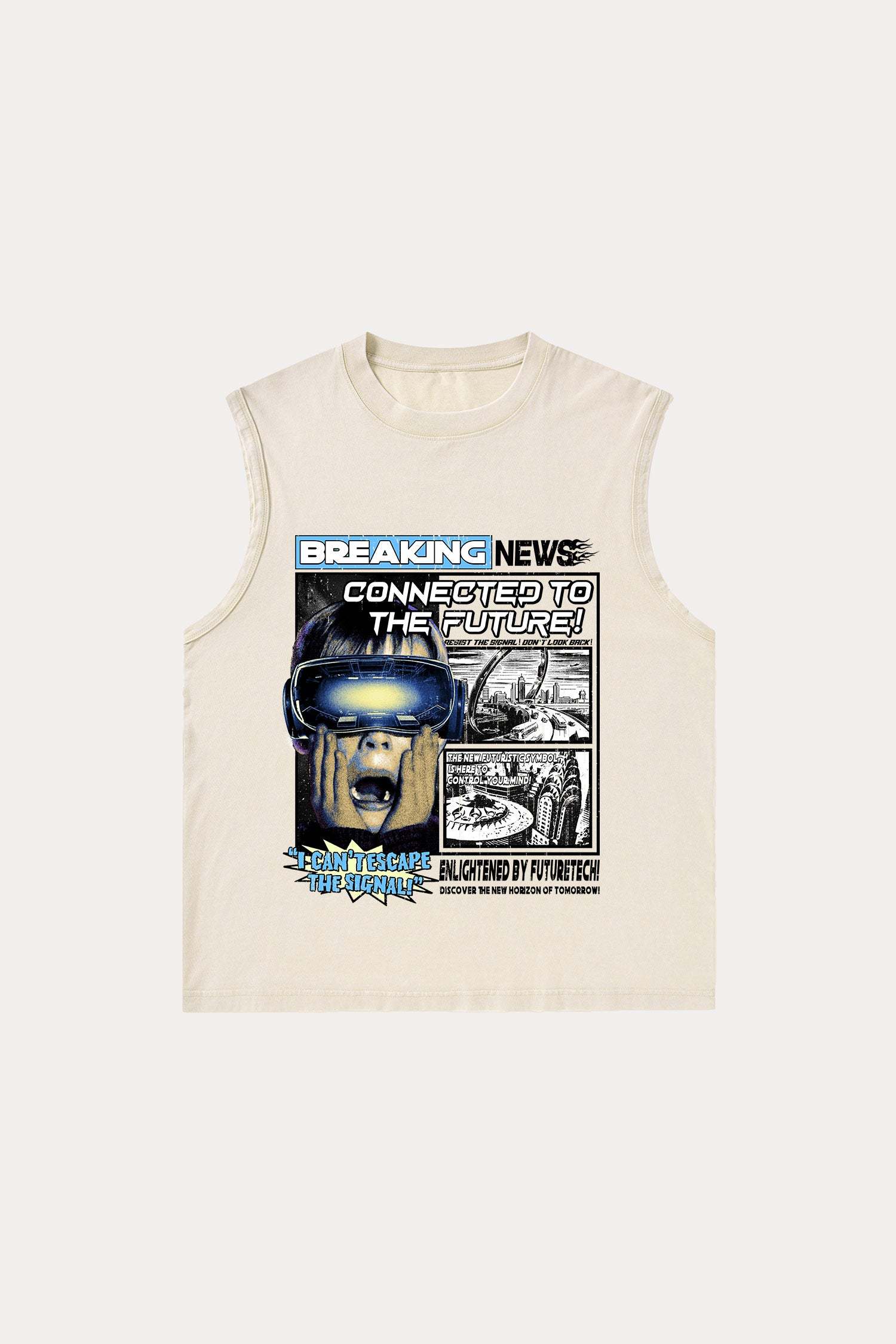 Evilnova Breaking News Washed Tank Top-Evilnova