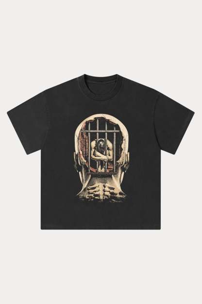 Evilnova Captivity Washed Streetwear T-Shirt-Evilnova