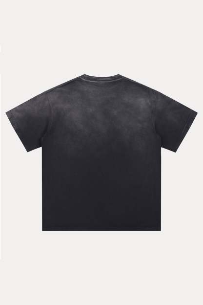 Evilnova Black Basic Logo Distressed Washed T-Shirt-Evilnova