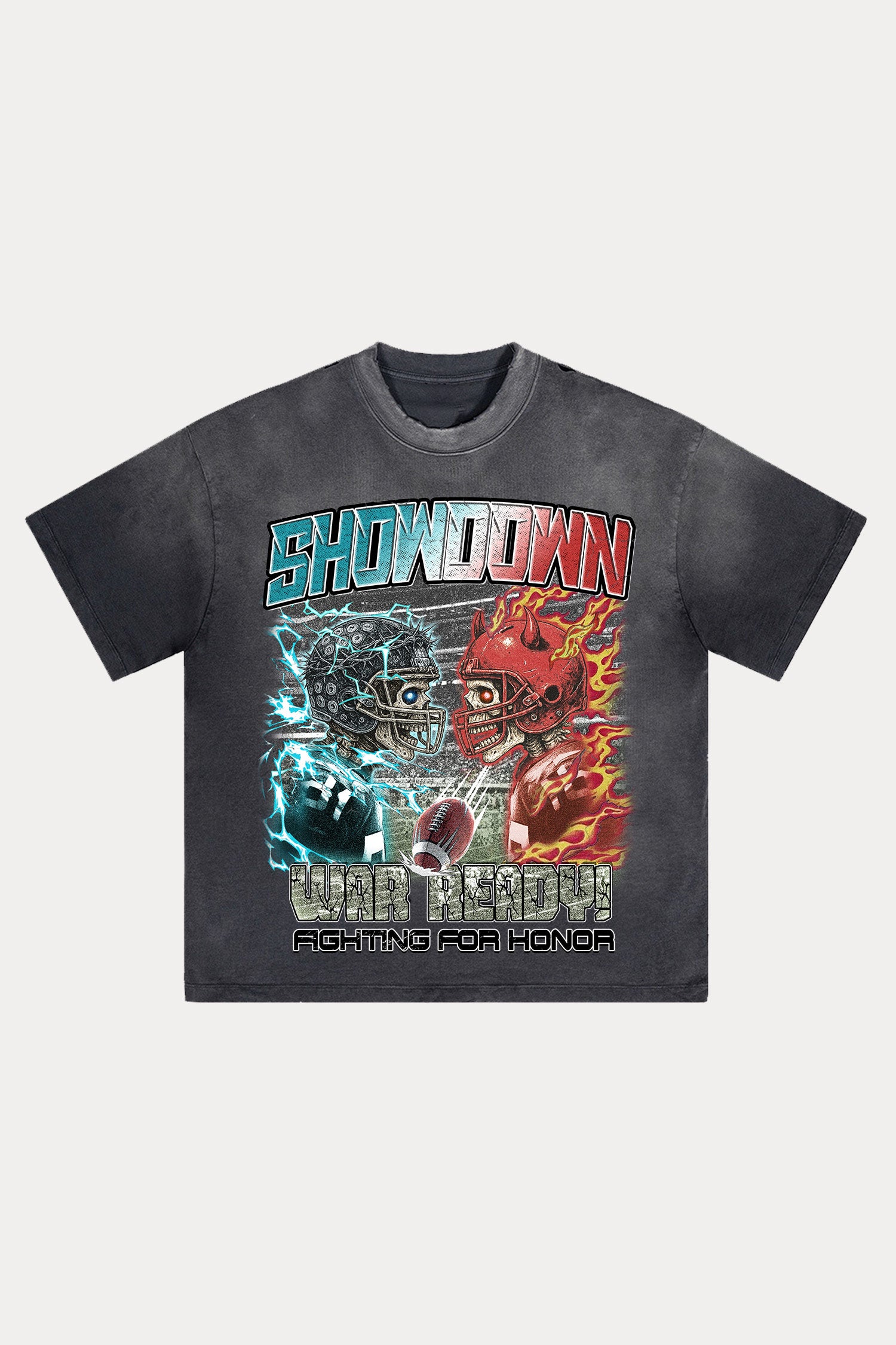 Evilnova Showdown Distressed Washed T-Shirt-Evilnova