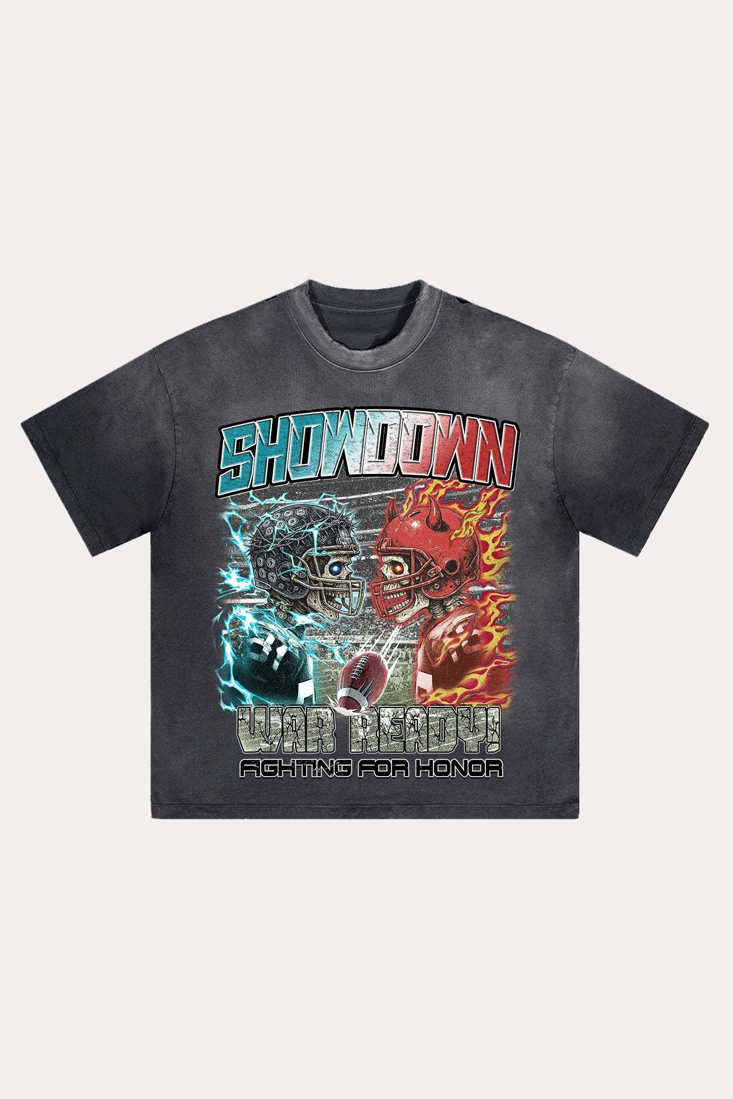 Evilnova Showdown Distressed Washed T-Shirt-Evilnova