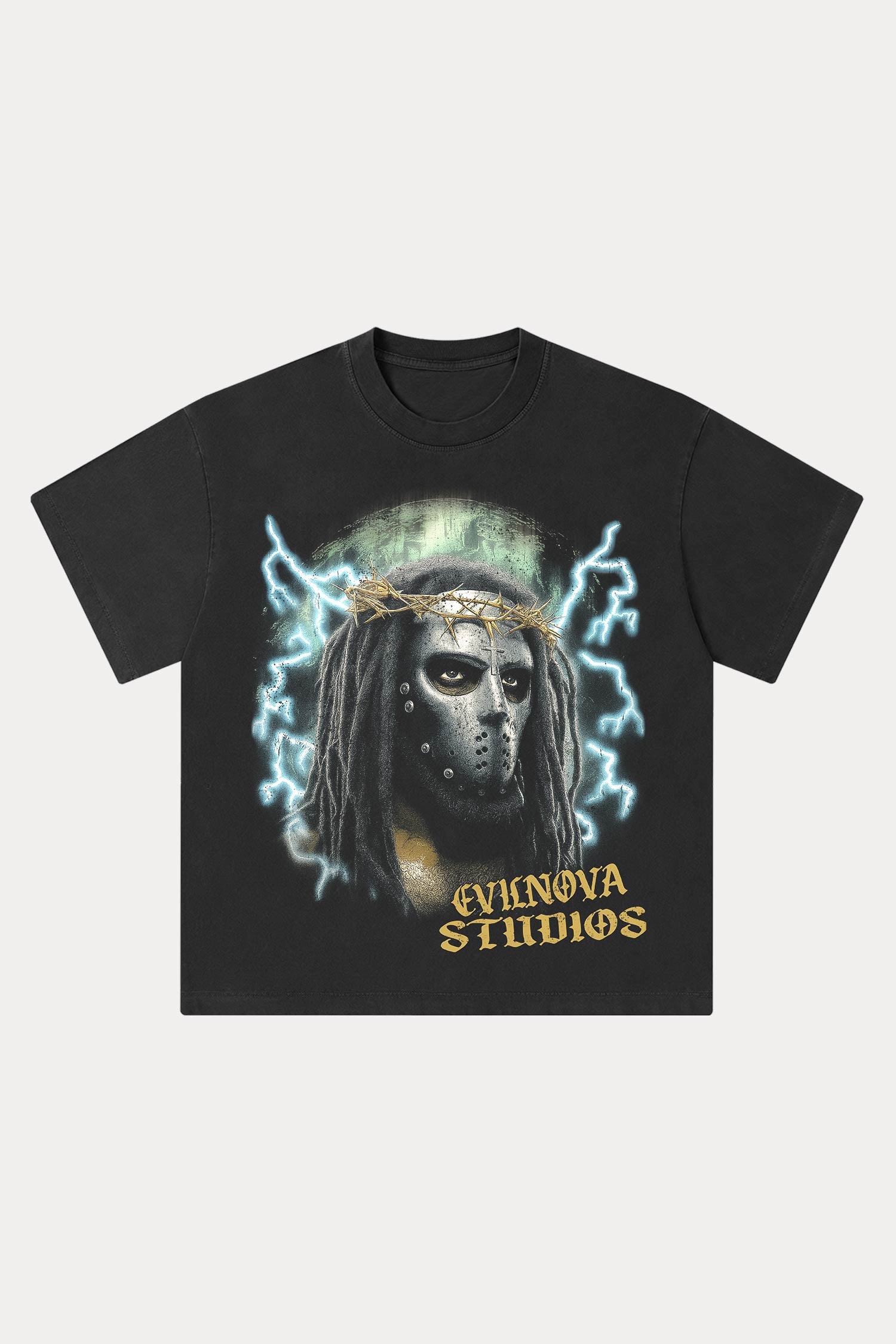 Evilnova Mystic Mask Washed Streetwear T-Shirt-Evilnova