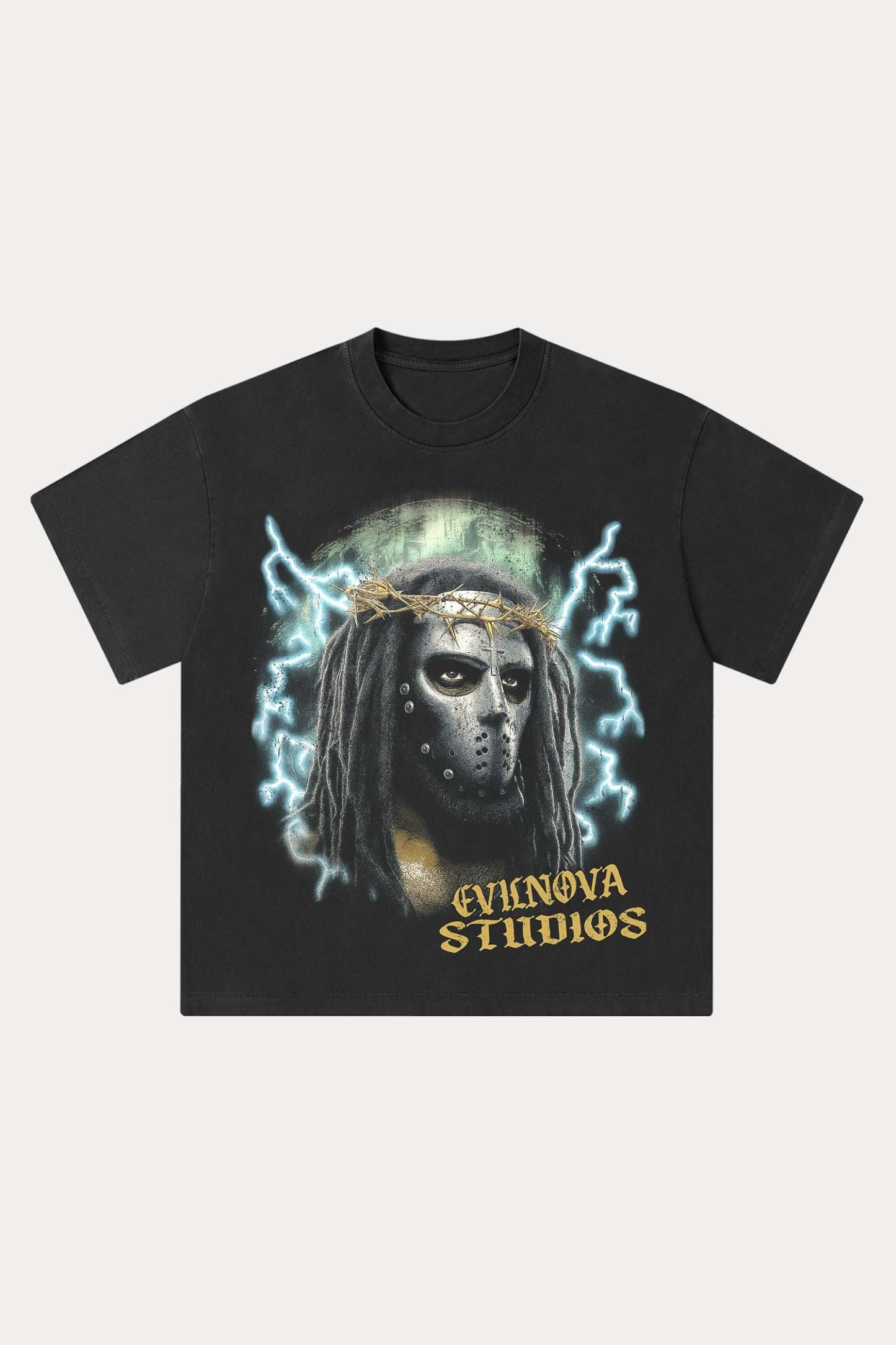 Evilnova Mystic Mask Washed Streetwear T-Shirt-Evilnova