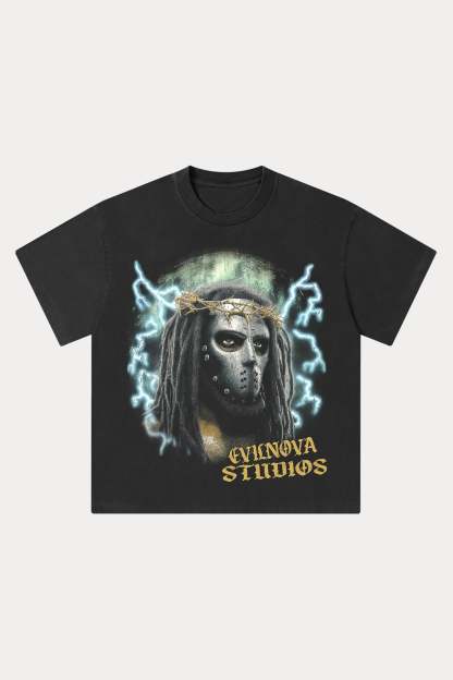 Evilnova Mystic Mask Washed Streetwear T-Shirt-Evilnova