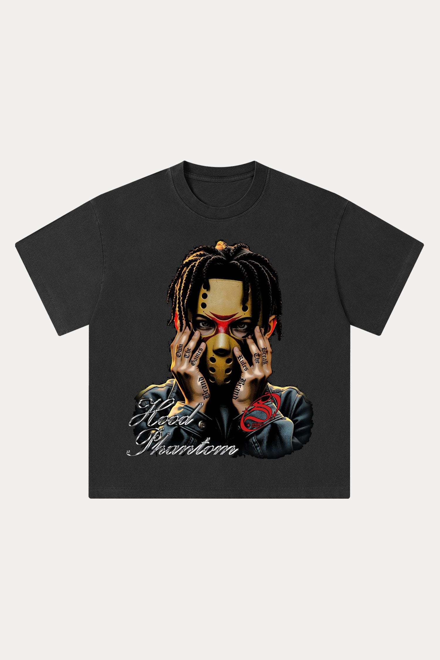 Evilnova Hood Phantom Washed Streetwear T-Shirt-Evilnova