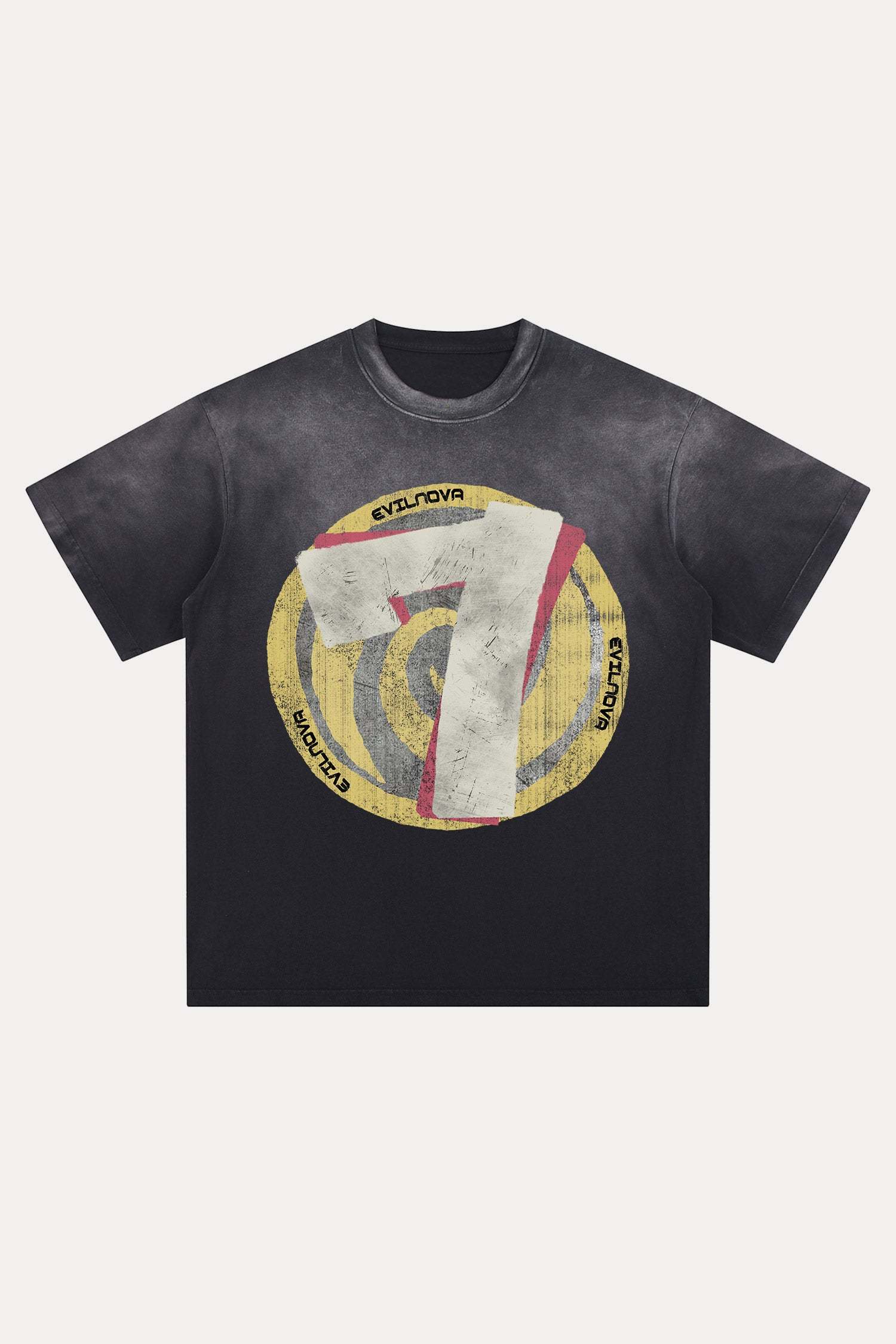 Evilnova Seven Distressed Washed T-Shirt-Evilnova