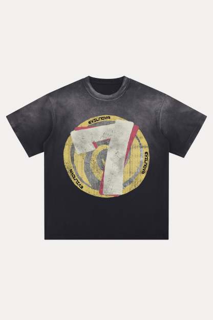 Evilnova Seven Distressed Washed T-Shirt-Evilnova