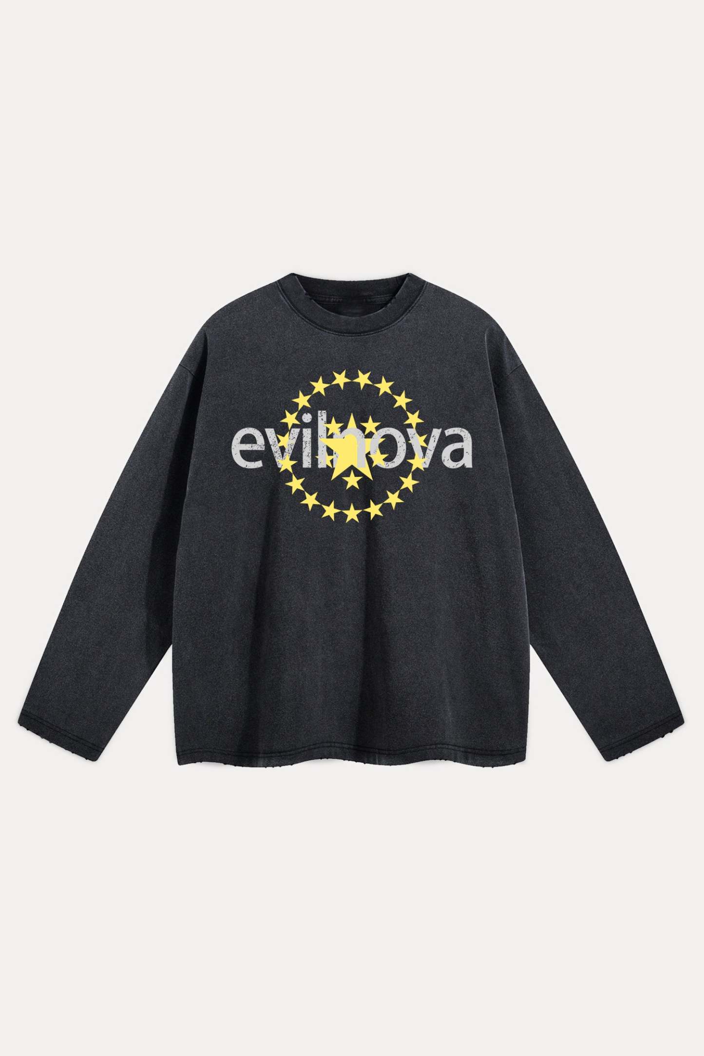 Evilnova Star Distressed Washed Long Sleeve Tee-Evilnova