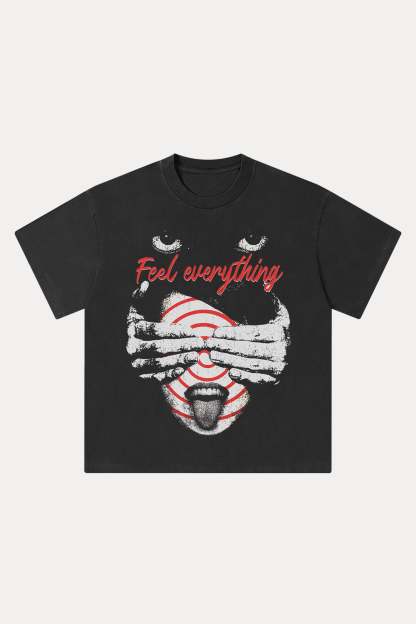 Evilnova Feel Everything Washed Streetwear T-Shirt-Evilnova