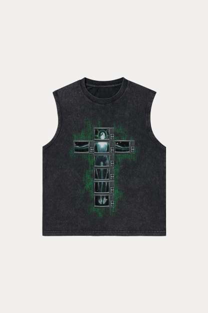 Evilnova Future Cross Washed Tank Top-Evilnova