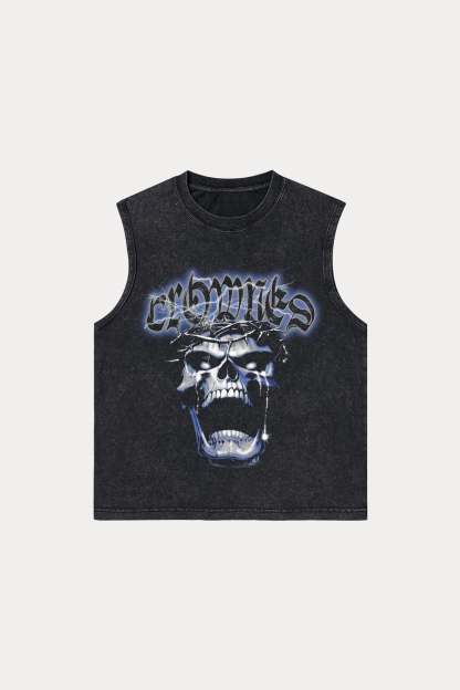 Evilnova Crowned Washed Tank Top-Evilnova