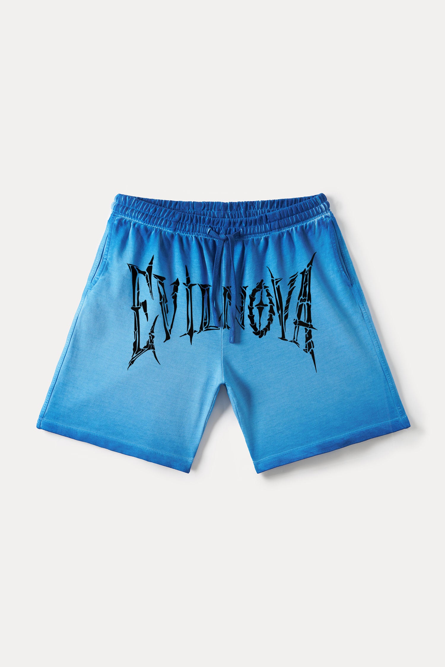 Evilnova Royal Blue Skeleton Gradient Washed Sweatshorts-Evilnova
