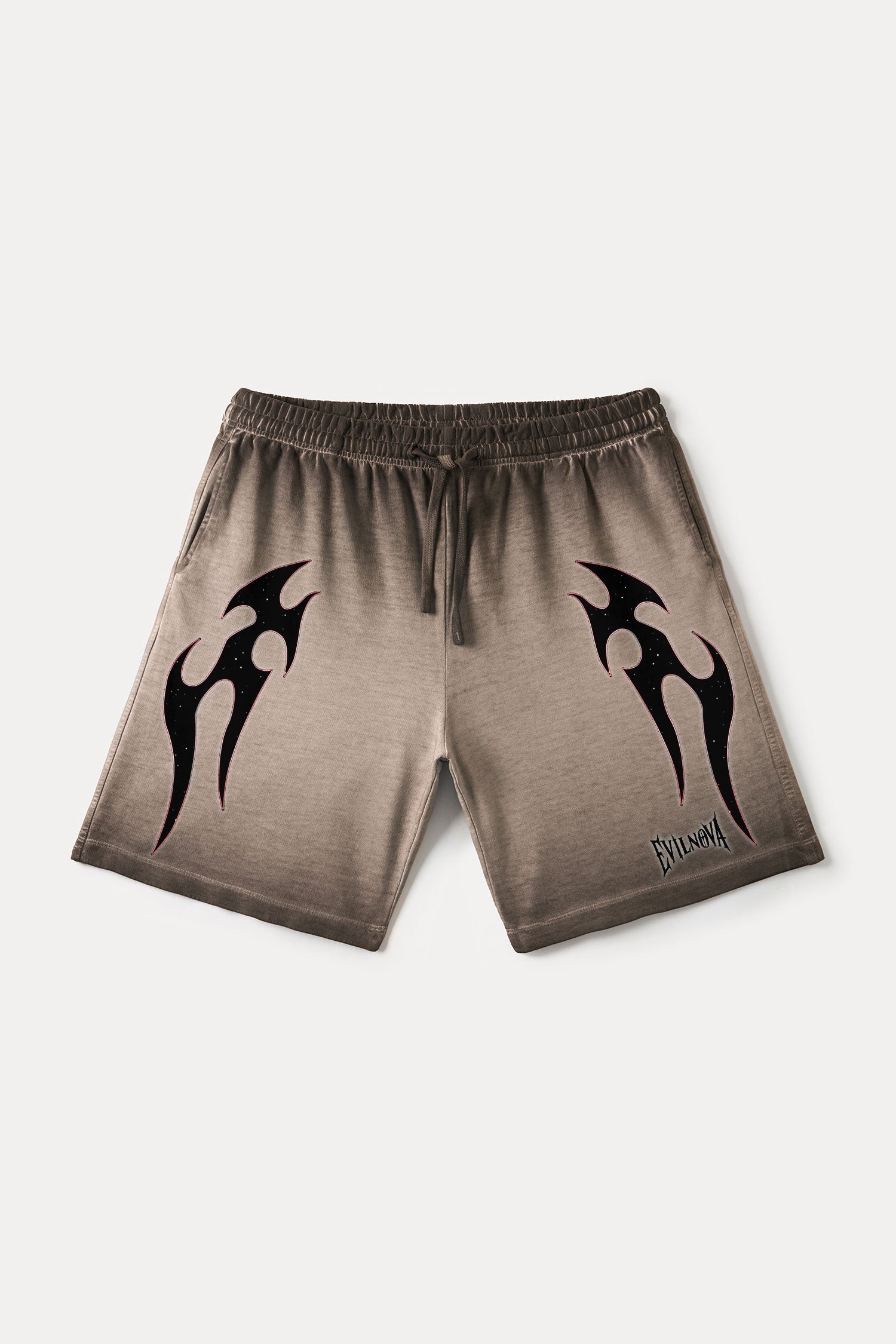 Evilnova Coffee Flame Gradient Washed Sweatshorts-Evilnova