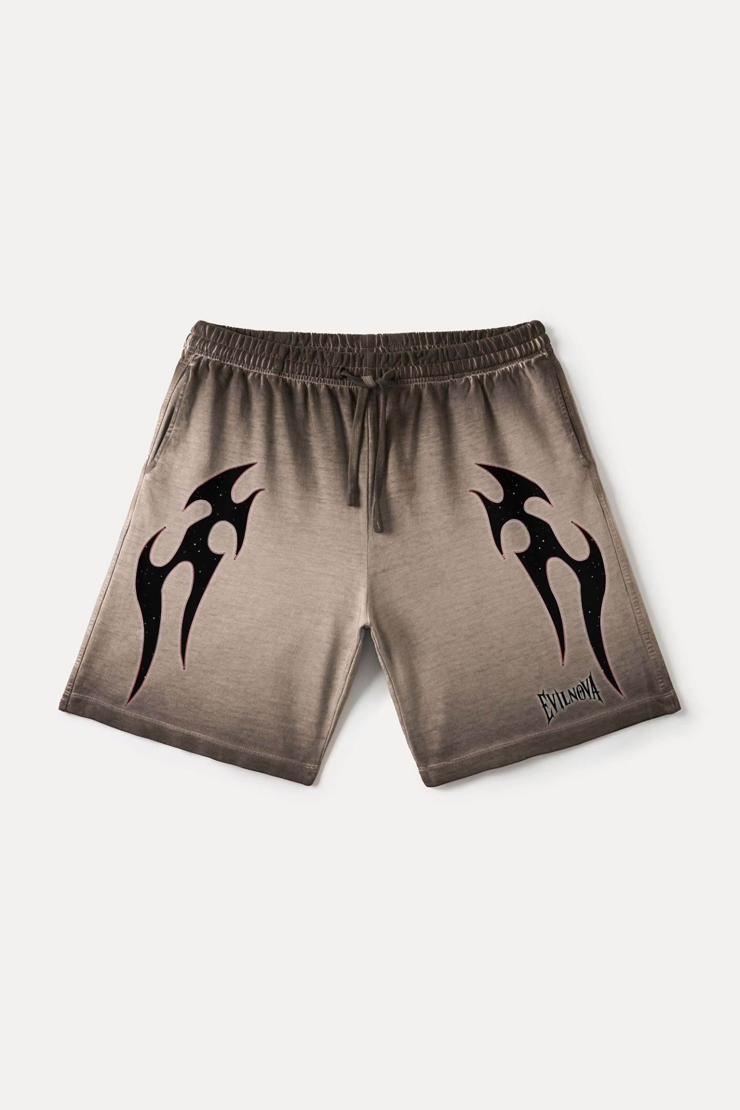 Evilnova Coffee Flame Gradient Washed Sweatshorts-Evilnova