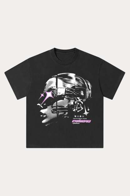 Evilnova Cyber Vision Washed Streetwear T-Shirt-Evilnova