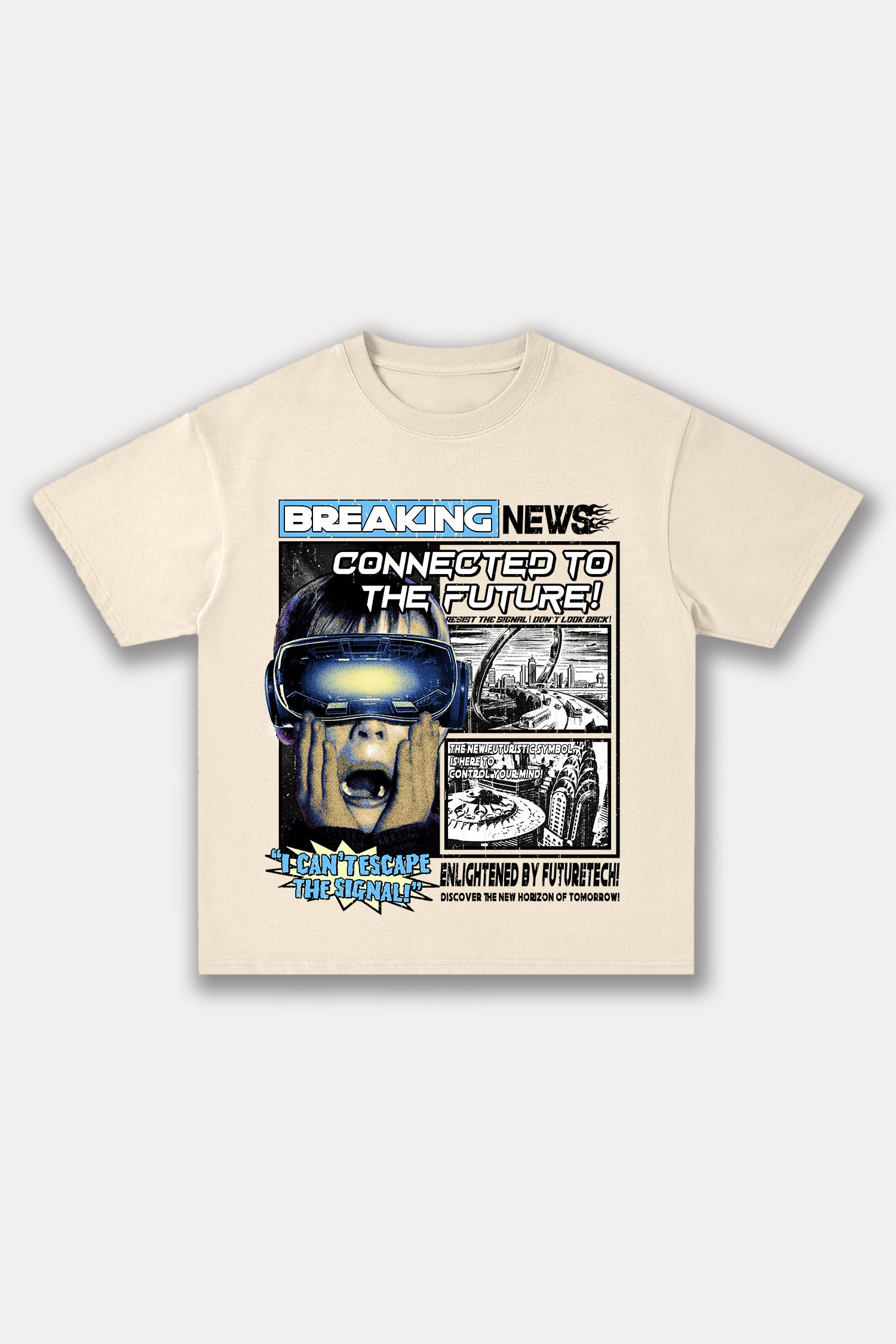 Evilnova Breaking News Cotton Oversize T-Shirt-Evilnova