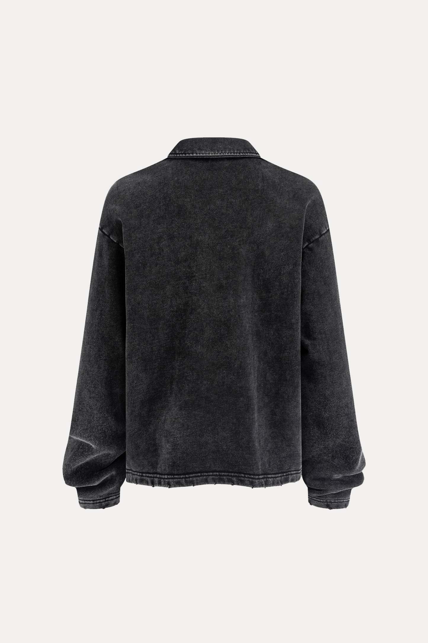 Evilnova Kill List Distressed Edge Buttonless Long Sleeve Polo Shirt-Evilnova