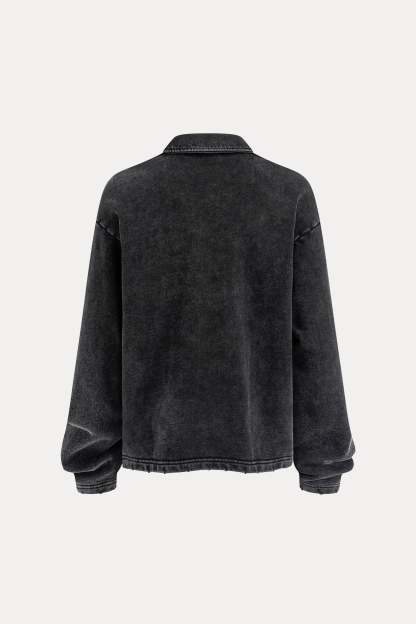 Evilnova Kill List Distressed Edge Buttonless Long Sleeve Polo Shirt-Evilnova