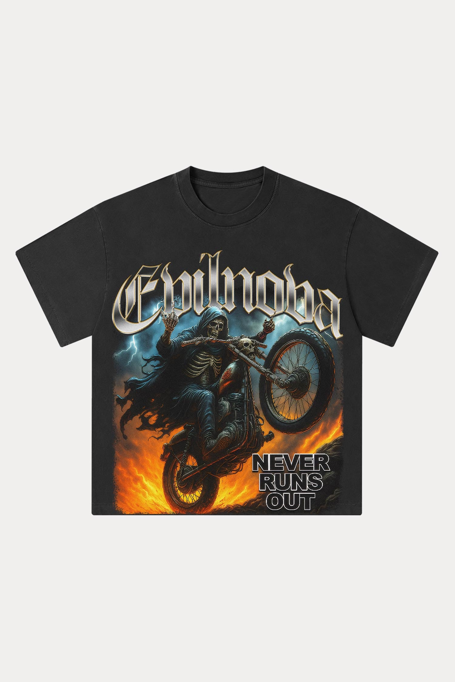 Evilnova Never Runs Out Washed Streetwear T-Shirt-Evilnova