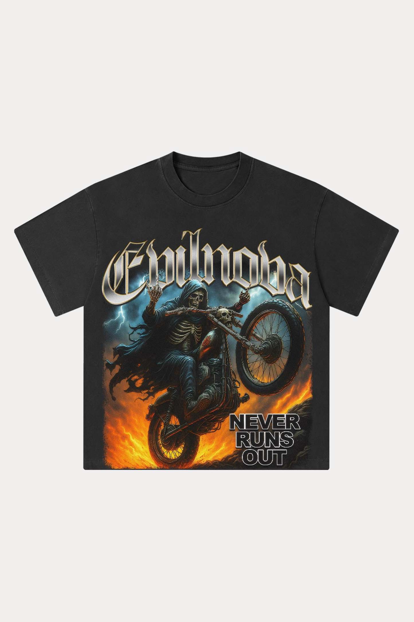 Evilnova Never Runs Out Washed Streetwear T-Shirt-Evilnova